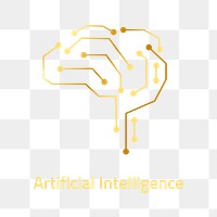 AI brain logo png in gold for tech company