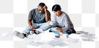 Couple managing the debt png design element