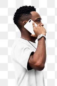 Man png making a call on a smartphone