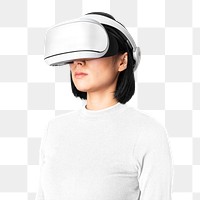 Woman png in VR glasses in entertainment technology theme