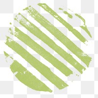 Round block print png striped green paint stamp DIY artwork