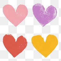 Heart block printing png colorful sticker set