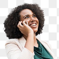 Businesswoman png smiling while on the phone 