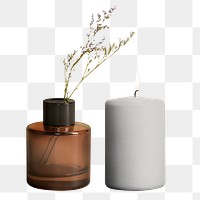 Candle png mockup by flower vase