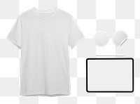 Corporate identity png mockup set with t shirt, tablet and sticker