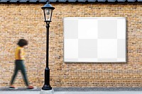 Billboard mockup png on a brick wall