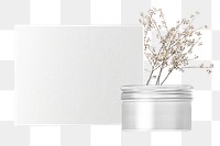 Beauty product jar mockup png with card