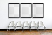 Frame mockups png in a row on a wall