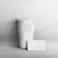 Fast food beverage cup png mockup and card