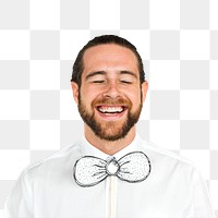 Cheerful man wearing a bow tie transparent png