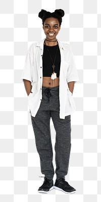 Black cheerful casual woman transparent png