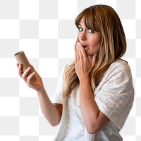 Woman holding an empty toilet paper roll during coronavirus pandemic transparent png