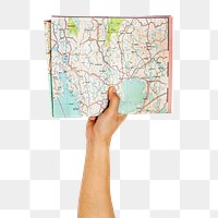 Map png in hand sticker on transparent background