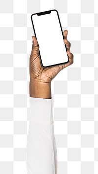 Smartphone png in hand sticker on transparent background