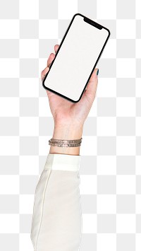 Smartphone png in hand sticker on transparent background