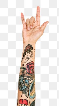 ILY png tattooed hand gesture sticker, love sign language on transparent background