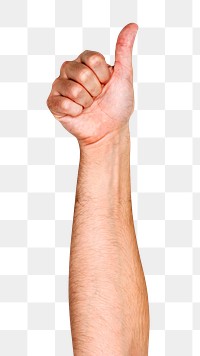 Thumbs up png hand gesture sticker, like sign language on transparent background