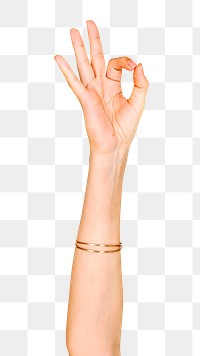 OK png hand gesture sticker, sign language on transparent background