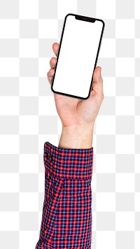 Smartphone png in hand sticker on transparent background