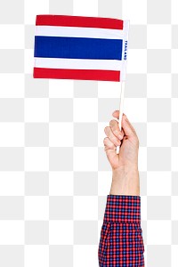 Thailand's flag png, hand sticker, national symbol on transparent background