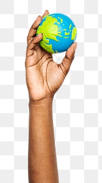 Earth globe png in black hand sticker on transparent background