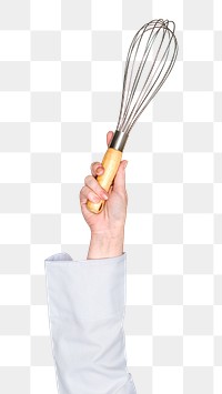 Steel whisk png in hand sticker on transparent background