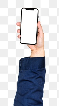 Smartphone png in hand sticker on transparent background