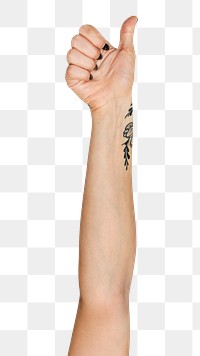 Thumb up png hand gesture sticker, like sign language on transparent background