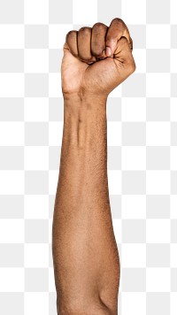 Fist png black hand gesture sticker, sign language on transparent background