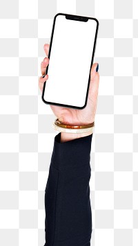 Smartphone png in hand sticker on transparent background