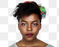 African young woman png transparent, beautiful face portrait