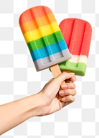 Hand with ice pops in summertime design element