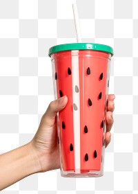 Cute watermelon printed tumbler with a white straw mockup