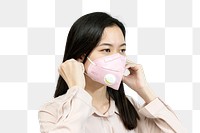 Asian woman wearing a mask mockup transparent png