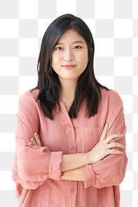 Happy Asian woman png studio portrait