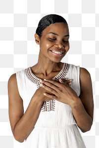 African American woman smiling png studio portrait