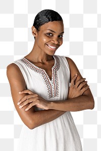 African American woman smiling png studio portrait