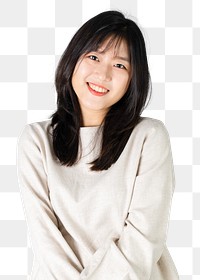 Cute Korean woman png studio portrait