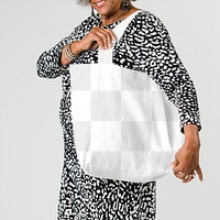 Senior woman holding a tote bag