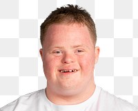 Down syndrome man png transparent, smiling face portrait