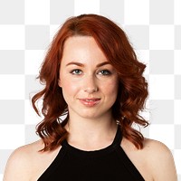 Happy red headed woman portrait mockup 