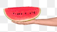 Woman holding a juicy slice of watermelon design resource 