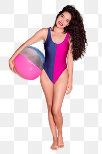 Cheerful woman wearing colorful swimsuit mockup 