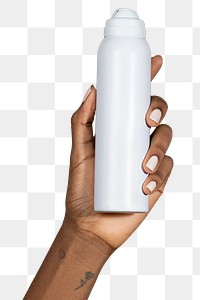 Black woman holding a white spray bottle transparent png