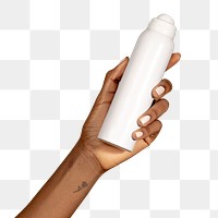 Black woman holding a white spray bottle transparent png