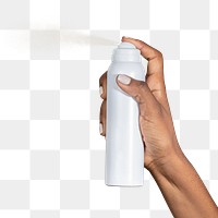 Black woman using a spray bottle transparent png