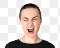 Transgender man png transparent, screaming face portrait