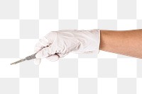 Doctor&#39;s hand in a white glove holding a scalpel transparent png