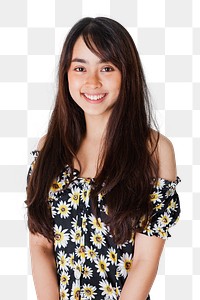 Cheerful teenager girl in studio shoot transparent png