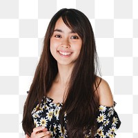 Cheerful teenager girl in studio shoot transparent png